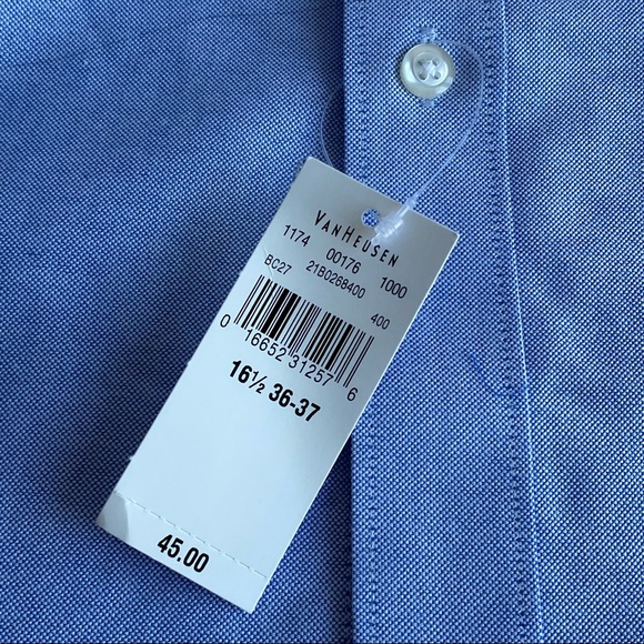 Van Heusen Solid Oxford Button Down Regular Fit Wrinkle Free Shirt - Picture 7 of 12